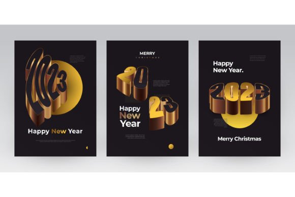 3D and Elegant New Year 2023 Poster Set: A Stunning Design for Every Occasion
