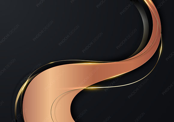 3D Luxury Copper Wave Black Background for Stunning Visuals
