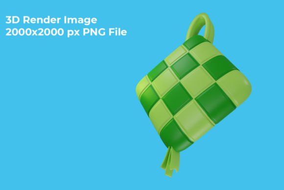 3D Rendering of Ketupat Islamic Food
