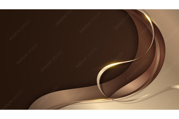 Abstract 3D Luxury Golden Wave Paper Cut
