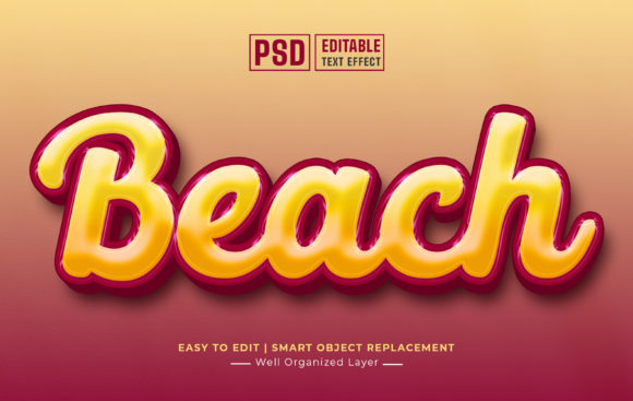 Beach 3d Editable Text Style Effect