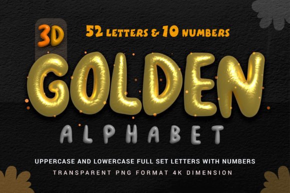 Golden Sublimation 3D Alphabet Set