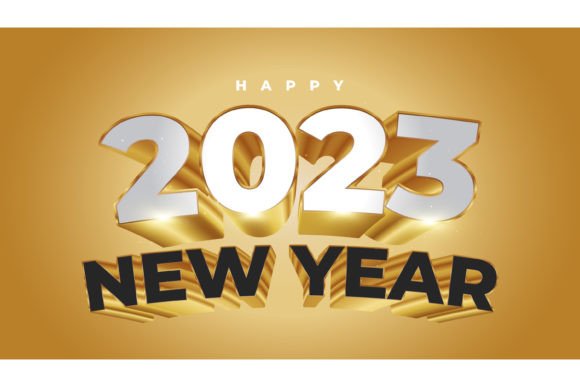 Happy New Year 2023 Banner with 3D Text