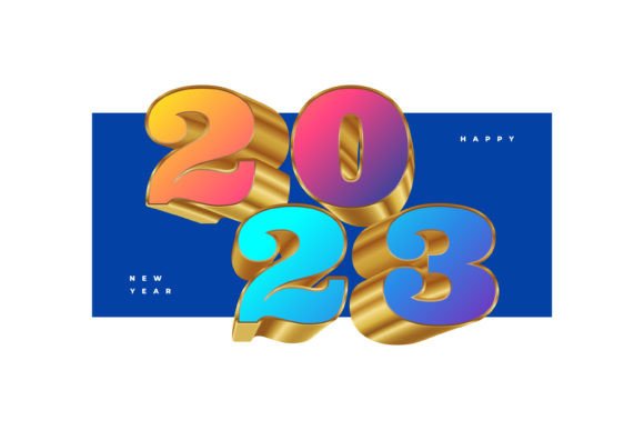 Happy New Year 2023 with 3D Text