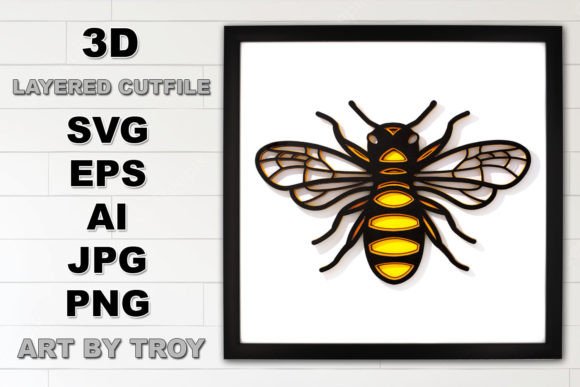 Honey Bee 3D Layered SVG Cut File
