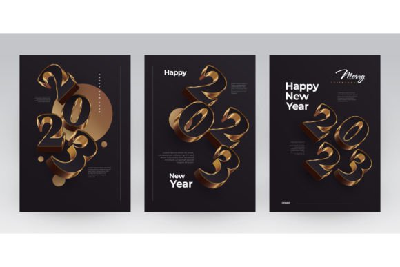 Luxury New Year 2023 Poster Set Design