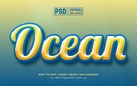 Ocean 3d Editable Text Style Effect